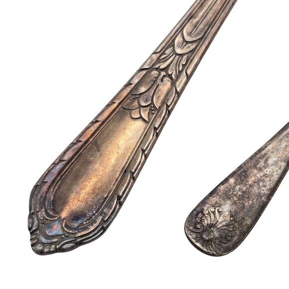 Antique Silver Plated Flatware Set Fork Spoon Butter Knives Elegant JJ3781 - Picture 8 of 14